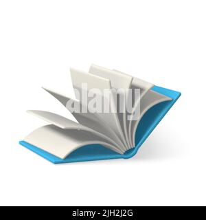 Cute cartoon open book. Realistic 3d book with shaddow on white background. Vector illustration. Stock Vector