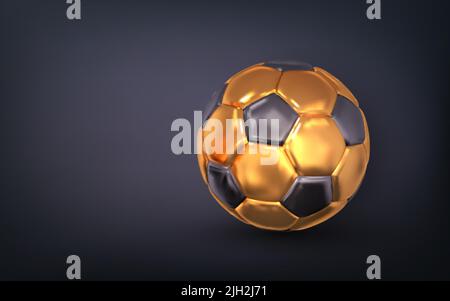 3d realistic golden Soccer ball. Gold Football ball. Vector illustration. Stock Vector