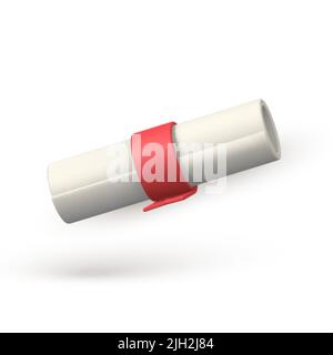 Cute cartoon scroll paper diploma with ribbon. Education, degree ceremony concept. Vector illustration. Stock Vector