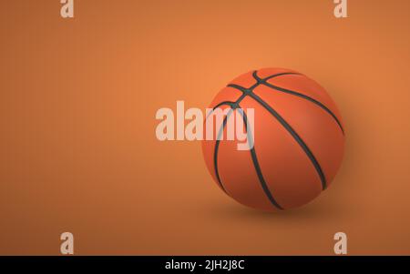 3d realistic Basketball ball isolated on orange background. Vector illustration. Stock Vector