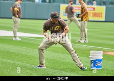 Denver CO, USA. 13th July, 2022. San Diego infielder Matthew Bratton (37) during pre game with San Diego Padres and Colorado Rockies held at Coors Field in Denver Co. David Seelig/Cal Sport Medi. Credit: csm/Alamy Live News Stock Photo