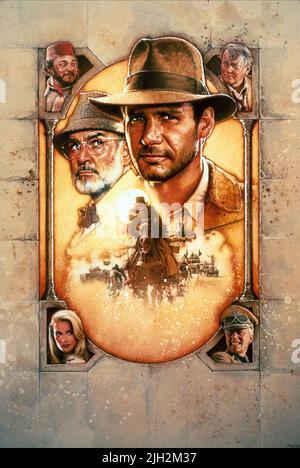 RHYS-DAVIES,FORD,CONNERY,ELLIOTT,DOODY,POSTER, INDIANA JONES AND THE LAST CRUSADE, 1989 Stock Photo