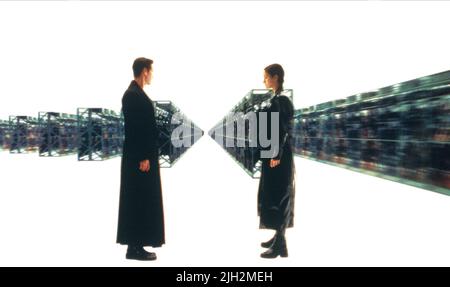 REEVES,MOSS, THE MATRIX, 1999 Stock Photo