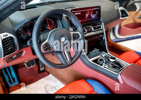 Presentation of BMW 8 X Jeff Koons in Zagreb, Croatia, on July 14, 2022. The 8 X Jeff Koons is a limited-edition 2023 BMW M850i Gran Coupe designed by american artist Jeff Koons. BMW will only sell 99 copies of the car worldwide. Stock Photo