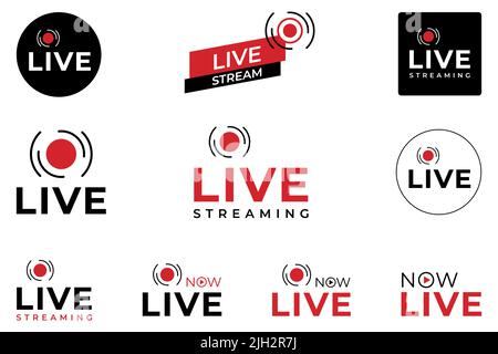 Collection of Live streaming symbol for web and app. Live stream icon set. Flat vector illustration Stock Vector