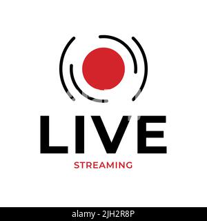 Live streaming symbol icon with red button. Flat design. Vector illustration Stock Vector
