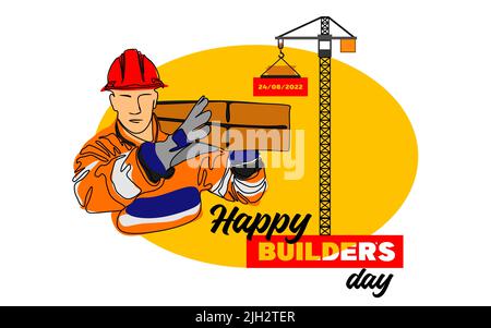 Builders day, engineers day, crane operators day, architects day, labor day concept vector illustration Stock Vector