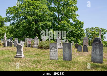 An old cemetery on the Town Common in Rindge, New Hampshire Stock Photo