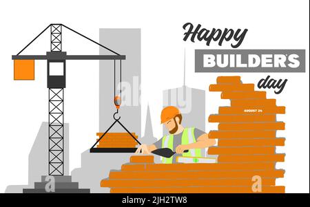 Builders day, engineers day, crane operators day, architects day, labor day concept vector illustration Stock Vector
