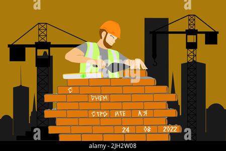 Builders day, engineers day, crane operators day, architects day, labor day concept vector illustration Stock Vector