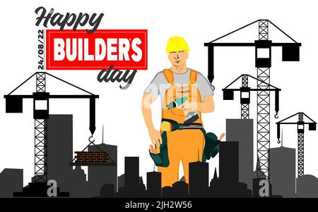 Builders day, engineers day, crane operators day, architects day, labor day concept vector illustration Stock Vector