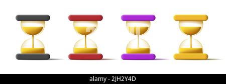 Set of sand clock 3d icons in different colors Stock Vector