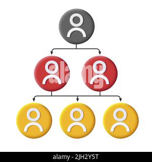 team chart, person icon in circles with connections Stock Vector