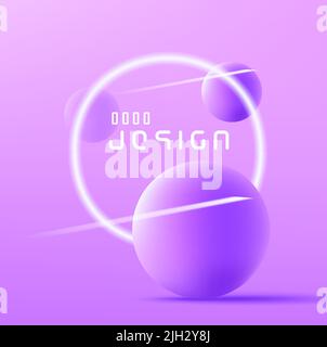 Neon circle and sphere dynamic abstract composition Stock Vector