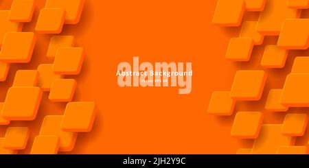 Abstract orange background with cubes overlaying and creating texture Stock Vector