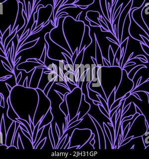 purple graphic pattern on black background, seamless pattern, texture, design Stock Photo