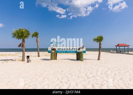 Gulfport, MS - June 18, 2022: Mississippi Gulf Coast sign Stock Photo