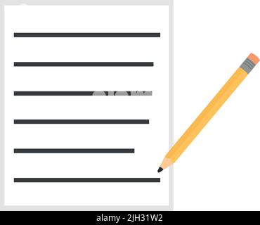 vector illustration of a pencil writing on a sheet of paper Stock Vector