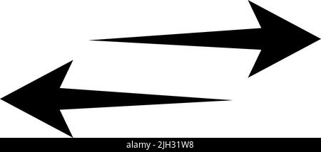 Vector illustration of black arrows, indicating the right and left directions Stock Vector