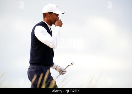 USA's Tiger Woods on the 14th green during day one of The Open at the Old Course, St Andrews. Picture date: Thursday July 14, 2022.