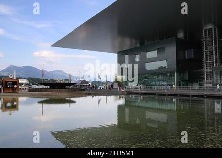 LUCERNE, SWITZERLAND - JULY 12, 2015: Culture and Congress Centre (KKL) with a concert hall, which is famous for its high-profile acoustics. Stock Photo