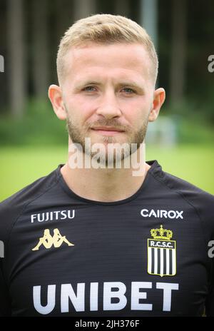 Belgium. 14th July, 2022. Charleroi's new player Jonas Bager poses for the photographer at the 2022-2023 photoshoot of Belgian Jupiler Pro League club Sporting Charleroi, Thursday 14 July 2022 in Garderen, The Netherlands. BELGA PHOTO VIRGINIE LEFOUR Credit: Belga News Agency/Alamy Live News Stock Photo