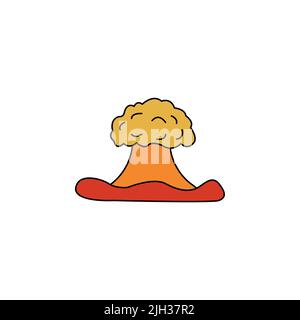 Nuclear explosion. Vector. Vector isolated icon of nuclear explosion bomb. Explosion with cloud of fire isolated icon, game animation. Nuclear mushroo Stock Vector