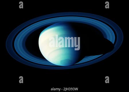 Planet Saturn on a dark background. Elements of this image furnished by NASA. High quality photo Stock Photo