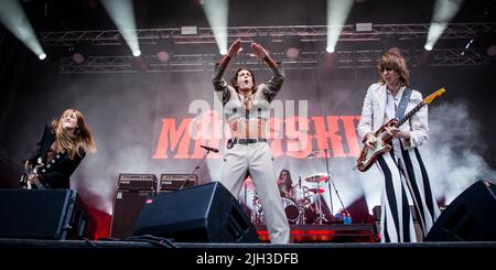 Rock band Måneskin performing live on 14 July 2022 Stock Photo