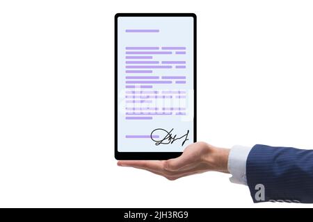 Electronic signature concept in business Stock Photo