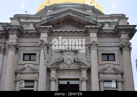 The Savings Bank of Utica was built in 1900 on 233 Genesee Street in downtown Utica, New York State NY, USA. Stock Photo