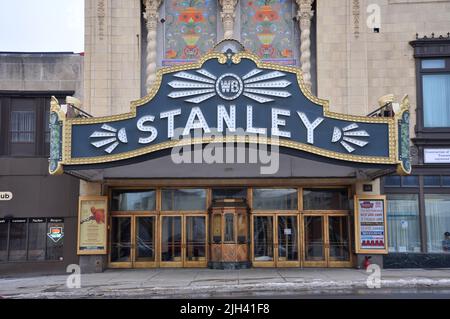 Stanley Theater is a historic Mexican Baroque style theater built in 1928 on 261 Genesee Street in downtown Utica, New York State NY, USA. Stock Photo