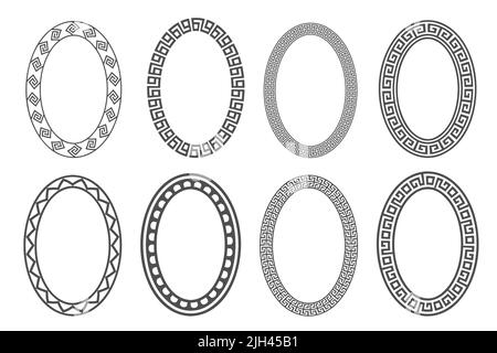 Greek key oval frame set. Circle borders with meander ornaments ...