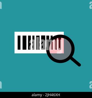 Barcode check. Barcode and magnifying glass icon. Editable vector. Stock Vector