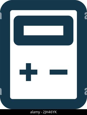 Calculator icon with plus and minus marks. Editable vector. Stock Vector