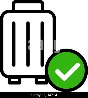 Suitcase and check mark. Baggage inspection complete. Editable vector. Stock Vector