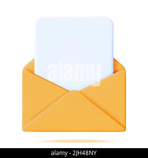 3D Document Sheet in Yellow Envelope Stock Vector