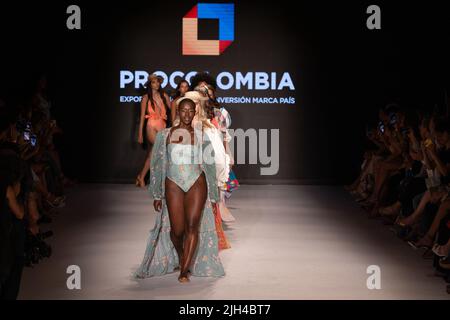 Miami, United States Of America. 14th July, 2022. MIAMI BEACH, FLORIDA - JULY 14: Models walk the runway for Destination Colombia Fashion Show during Paraiso Miami Beach at The Paraiso Tent on July 14, 2022 in Miami Beach, Florida. (Photo by Alberto E. Tamargo/Sipa USA) Credit: Sipa USA/Alamy Live News Stock Photo