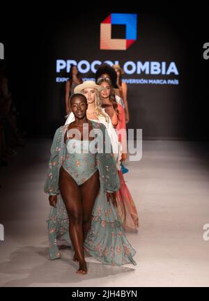 Miami, United States Of America. 14th July, 2022. MIAMI BEACH, FLORIDA - JULY 14: Models walk the runway for Destination Colombia Fashion Show during Paraiso Miami Beach at The Paraiso Tent on July 14, 2022 in Miami Beach, Florida. (Photo by Alberto E. Tamargo/Sipa USA) Credit: Sipa USA/Alamy Live News Stock Photo