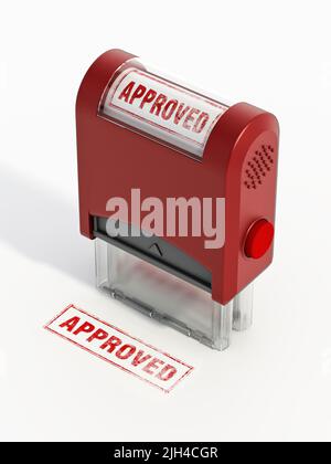 Rubber stamp with approved seal. 3D illustration. Stock Photo