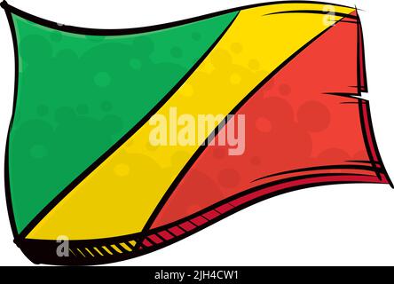 Painted Congo flag waving in wind Stock Vector Image & Art - Alamy
