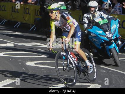 Louis Meintjes of Intermarche - Wanty - Gobert Materiaux during the Tour de France 2022, cycling race stage 12, Briancon - Alpe d'Huez (165,5 Km) on July 14, 2022 in Huez, France - Photo: Laurent Lairys/DPPI/LiveMedia Stock Photo