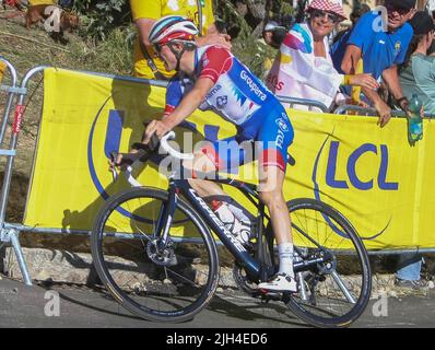 David Gaudu of Groupama - FDJ during the Tour de France 2022, cycling race stage 12, Briancon - Alpe d'Huez (165,5 Km) on July 14, 2022 in Huez, France - Photo: Laurent Lairys/DPPI/LiveMedia Stock Photo