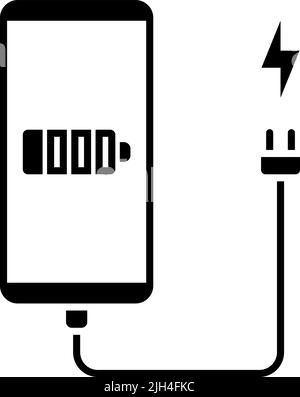 Low battery smartphone in flat design style. Mobile phone battery needs a charge, can be used as icon, app, logo or web and infographic element. Vecto Stock Vector