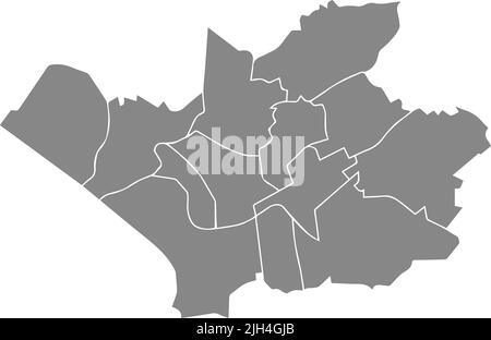 Gray districts map of LEVERKUSEN, GERMANY Stock Vector