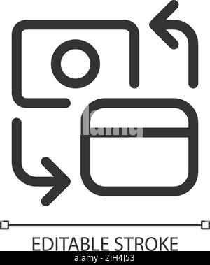 Different banks accounts transfer pixel perfect linear ui icon Stock Vector