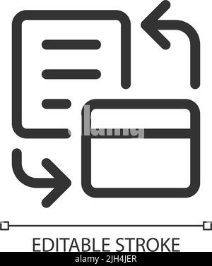 Bank account statement pixel perfect linear ui icon Stock Vector