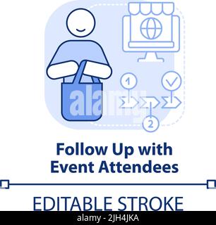 Follow up with event attendees light blue concept icon Stock Vector