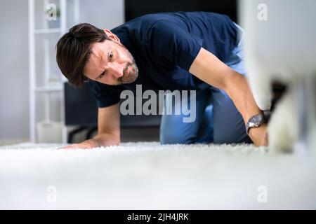 Lost Something Looking For Things. Searching Keys Stock Photo