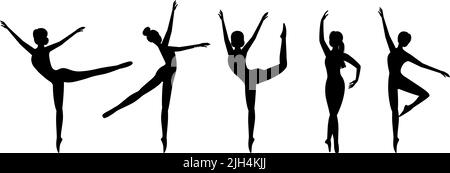 Ballet dancer. Silhouettes of dancing ballerinas, vector illustration Stock Vector